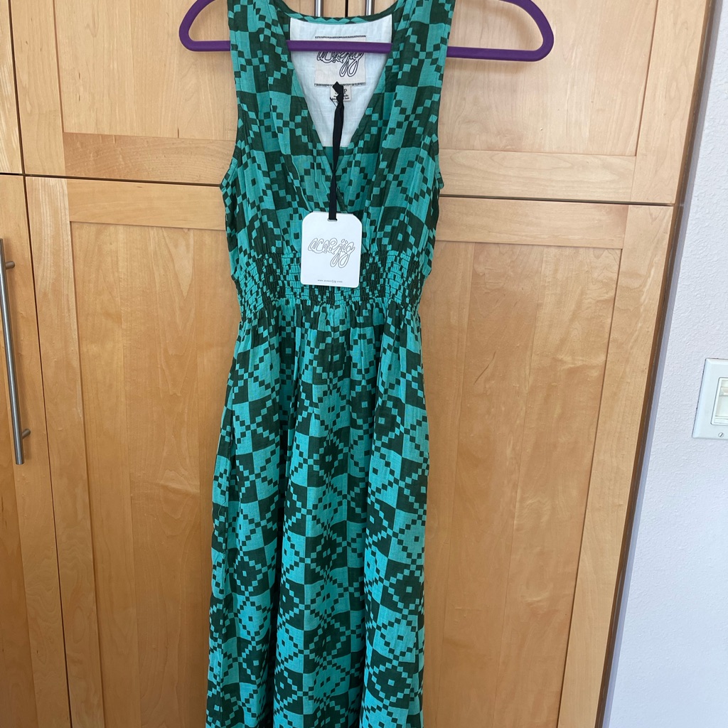 Ace & Jig Green Ruffled Wrap Midi Dress